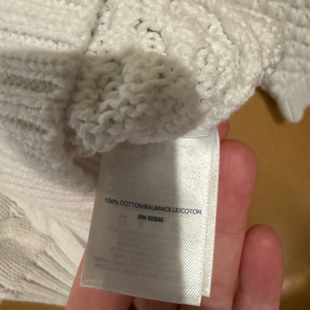 Lands’ End 100% Cotton White Cable Knit Sweater - Picture 4 of 6